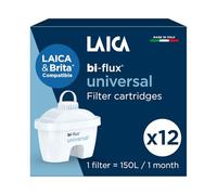 Filtre à eau SLIM bi-flux® de LAICA - Compatible avec les carafes Brita* - 12 mois d'eau bonne et filtrée (12 filtres x 150L) - Fabriqué en Italie