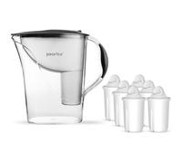 Filtre à eau standard PearlCo (anthracite) avec 6 cartouches filtrantes classiques - Réduction du calcaire, du chlore, du plomb et du cuivre - Compatible avec Brita Classic - Fabriqué en UE