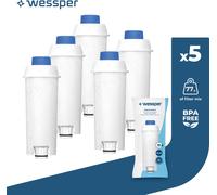 Filtre à eau Wessper pour les machines à café Delonghi DLSC002, SER3017 & 5513292811 - Compatible avec les séries ECAM, ESAM, ETAM (pack de 5)
