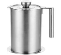 Filtre à huile de cuisine en acier inoxydable, avec crépine à mailles fines et couvercle de bac à graisse (1,2L)