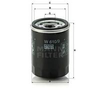 Filtre à huile Filtre vissé W 610/9 MANN-FILTER pour TOYOTA COROLLA Compact