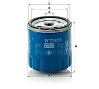 Filtre à huile Filtre vissé W 712/11 MANN-FILTER pour TALBOT PEUGEOT CITROËN