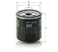 Filtre à huile Filtre vissé W 712/32 MANN-FILTER pour OPEL ASCONA C