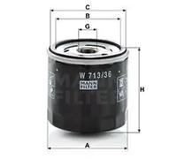 Filtre à huile Filtre vissé W 713/36 MANN-FILTER pour FORD MAZDA