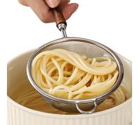 Filtre à mailles fines en acier inoxydable, filtre à mailles fines, filtre à mailles extra fines, écumoire multifonction en acier inoxydable avec poignée en bois pour le thé en vrac, la cuisson, le