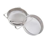 Filtre à Miel Double en Acier Inoxydable 24cm, Tamis à Miel avec Bras Réglables 9-16”, Passoire pour Apiculture, Équipement de Filtration pour Extracteur de Miel et Seau 5 Gallons