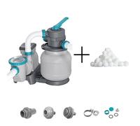 Filtre à sable / pompe de filtration pour piscine jusqu'à 54 m3- Bestway - 8 327 L/h - Avec préfiltre + Boules Polysphère - 1000gr