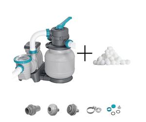 Filtre à sable / pompe de filtration pour piscine jusqu'à 66 m3 - Bestway -11 355 L/h - Avec préfiltre + Boules Polysphère - 1000gr