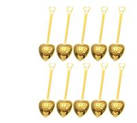 Filtre à thé en forme de cœur avec poignée acier inoxydable, passoire, cuillère, infuseur, accessoires cuisine pour thé en vrac et épices à vin chaud(10PCS-Gold)