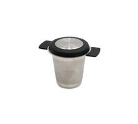 filtre a the Filtre à thé en acier inoxydable, poignée silicone, réutilisable, théière feuilles mobiles, tasse avec couvercle for l'infusion(Black)