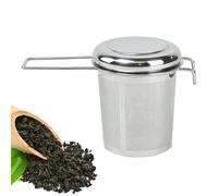 Filtre à thé, filtre anti-goutte pour boissons - Infuseur compact avec couvercle et poignée pliable pour cuisine, camping, voyage, maison café