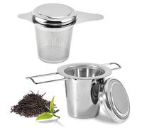 Filtre à Thé Trou Fin Acier Inoxydable infuseur thé Avec poignée rabattable et couvercle pour mug/théière/verre
