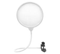 Filtre anti-pop Musiin pour microphone d'enregistrement, grand bouclier anti-pop double couche pour studio d'enregistrement, filtre anti-pop professionnel à col de cygne en métal flexible (Blanc)