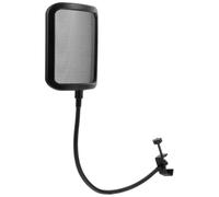 Filtre Anti-pop pour Microphone à Pince, Pare-brise Carré Noir | Réduit le Bruit du Vent, Bloque Poussière et Salive, Métal et Plastique, Compatible Plupart des Micros