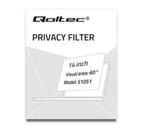 Filtre anti-reflets pour écran - QOLTEC - 51051 - 14 pouces - Transparent - Confidentialité