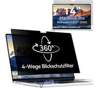 Filtre brise-vue magnétique à 360° pour MacBook Pro 14" 2024-2021 (M4/M3/M2/M1), anti-éblouissement, anti-éblouissement, filtre de confidentialité 4 voies, pour Mac, ordinateur portable, protection