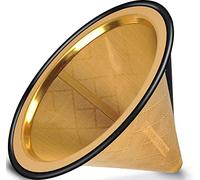 Filtre Café Réutilisable - Porte Filtre à Café Permanent en Acier Inoxydable avec une Base Métallique Large - Compatible avec le Bodum Chemex & Autres Cafetières