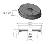 Filtre charbon rond type 180 CR300 (à l'unité) Hotte CR300, 484000008647, ARISTON HOTPOINT, ROSIERES, CANDY, INDESIT, FAURE, HOOVER, SCHOLTES, AYA,