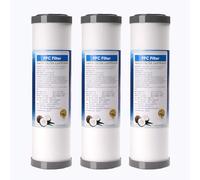 Filtre composite PPC de 10 pouces, cartouche filtrante à eau en bloc de carbone de 1 micron 2,5" x 10", pour systèmes de filtration pour toute la maison (3 pièces)