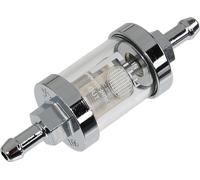 Filtre de conduit solide Ø6mm pour tuyau de carburant, chromé - Simson S50, S51, SR50, KR51 Schwalbe, SR4 et autres.