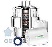 Filtre de douche à 36 étapes avec vitamine C pour eau dure - Filtre de pomme de douche avec cartouche interchangeable pour enlever le chlore et les métaux lourds