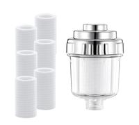 Filtre de Douche Anti Calcaire avec 6 Cartouches Remplaçables, Filtration Haute Performance du Chlore, des Métaux Lourds et des Impureté, S’adapte à Tous les Pommeaux de Douche Standard