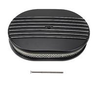Filtre de Filtre à Air Ovale de 12 Pouces, Demi-ailettes de Remplacement pour Moteur Noir pour HotRodsMuscleCarsCustoms