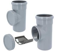 Filtre de gouttière DN 100 Ø 110 mm Gris | Filtre de tuyau de pluie avec tamis Descente de gouttière Collecteur d’eau de pluie Protection de gouttière Protection contre les feuilles Filtre d’eau de