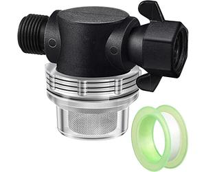 Filtre de pompe à eau, compatible avec écrou pivotant Shurflo 255-315, raccord de tuyau de 1,27 cm avec écran en acier inoxydable 50 mailles et ruban adhésif de 2,8 m