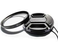 Filtre de protection UV multicouche 58 mm et bouchon d'objectif compatible avec Canon T8i 200DII avec objectif EF-S 18-55 mm, pour objectif Fuji XC 16-50 mm (lot de 1 1)