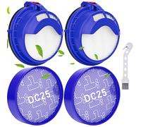 Filtre de rechange DC25 compatible avec Dyson DC25 comprend 2 pré-filtres lavables, 2 filtres HEPA, comparé aux pièces 919171-02 et 916188-06