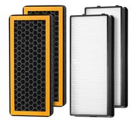 Filtre de rechange HOMFILBIT AT-PET01 AT-PET02 pour HoMedics PetPlus AT-PETODR et TotalClean AT-OFL, AT-PET01, AT-PET02 et AR-45, lot de 2 filtres H13 True Hepa et lot de 2 filtres à charbon actif