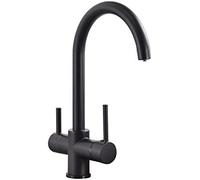 Filtre de robinet d'eau de cuisine à 3 voies - Mélangeur d'eau potable 3 en 1 avec bec pivotant à 360 ° - Noir chromé - Robinet d'évier d'eau propre pour la maison et la cuisine