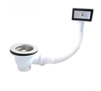 Filtre de vidange d'évier de cuisine en acier inoxydable avec trop-plein, siphon à déchets poussoir 85 mm, noyau intérieur SUS304 et coque en polypropylène pour lavabos standard