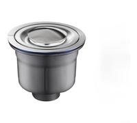 Filtre de vidange d'évier de cuisine en acier inoxydable, type presse, joint double couche, panier profond, compatible avec interface de 45 mm, résistant à la rouille (201110)