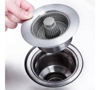 Filtre de vidange d'évier en acier inoxydable avec joint pour bloquer l'eau et réduire les blocages de déchets de cuisine (M)