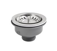 Filtre de vidange d'évier en acier inoxydable de 110 mm avec design à double filtrage pour évier de cuisine, siphon à déchets anti-odeurs en polypropylène et PVC, argenté