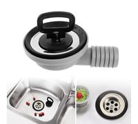 Filtre de vidange double couche pour évier, construction en acier inoxydable et plastique avec double joint en mousse/caoutchouc, compatible avec ouverture de 50 mm pour camping-car, bateau et