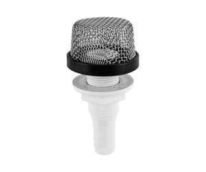 Filtre d'entrée aérateur - Efficacité d'oxygénation des débris - Maille en acier inoxydable 304 - Longueur : 10,5 cm - Base renforcée en ABS - Composant résistant pour vivier et réservoir
