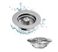 Filtre d'évier 3 fonctions - Inox 304 résistant - Système anti-bouchage + bouchon pop-up - Pour cuisine