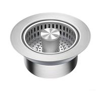 Filtre d'évier de cuisine en acier inoxydable avec bouton poussoir pour attraper les particules alimentaires et maintenir un drainage efficace dans les maisons modernes (1 pièce)