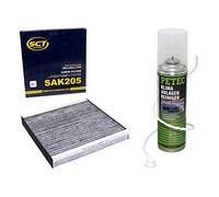 Filtre d'habitacle SAK205 + nettoyant pour climatisation PETEC