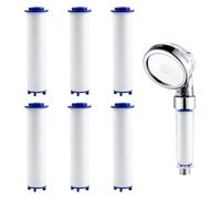 Filtre Douche Anti-Calcaire et Chlore, 6 Cartouches Recharge Coton PP, Embout Filtrant 11.5x2 cm pour Sédiment et Rouille, Compatible avec Pommeau Douche Haute Pression