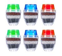 Filtre eau Robinet à Charbon Actif, 6 Pièces Purificateur Mini Water Filtre Robinet pour Cuisine Water Filter, Qualité Universel Filtre Anti Calcaire eau Robinet Rond pour Kitchen (6-Layer Filtration)