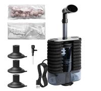 Filtre éponge pour aquarium - 1 W - Silencieux - Filtre intérieur réglable USB - Avec pompe à eau de 200 l/h - Avec boule de quartz - Couche tourbillonnante - Pour aquariums jusqu'à 80 l