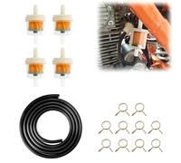 Filtre Essence Moto,Filtre a Essence,Kit de Tuyau de Carburant Universel,Filtres à Essence de 5 mm,Tuyau 1Meter,4 Filtres Eessence 10 Colliers Serrage,pour Scooters Moto,Tondeuses Gazon, Moteur