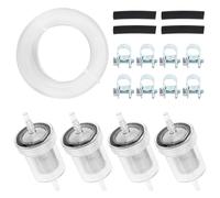 Filtre Essence Moto, Kit de Tuyau de Carburant Universel, 4 Filtres Eessence + Tuyau 4m + 4 tuyaux de carburant + 8 Colliers Serrage pour Scooters Moto,Tondeuses Gazon, Moteur