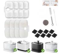 Filtre et kit de nettoyage pour fontaine à chat - Filtre de rechange au charbon actif compatible avec PLWF105/115/005, avec brosse et éponge, pour une eau propre à la maison et en déplacement (8