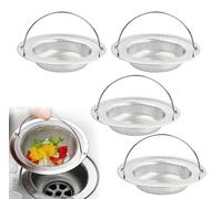 Filtre Evier Cuisine 11CM 4 PCS Acier Inoxydable Grille Evier Cuisine avec Poignée de Transport Filtre Evier INOX Passoire Evier Cuisine Bonde Evier Douche Sink Drain Strainer Filtre Lavabo Universel