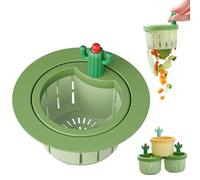 Filtre Évier Cuisine Cactus, Crépine Évier Anti-Obstruction Avec Vidange Automatique, Panier Récupérateur De Nourriture Amovible, Panier Filtre Résidus Alimentaires Pour Évier Et Égout (Vert B)